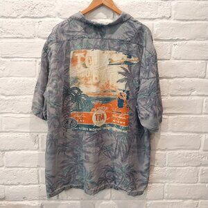 Tommy Bahama 100% Silk Hawaiian Shirt Mens XXL Blue Tropical Tokyo to Bali Print